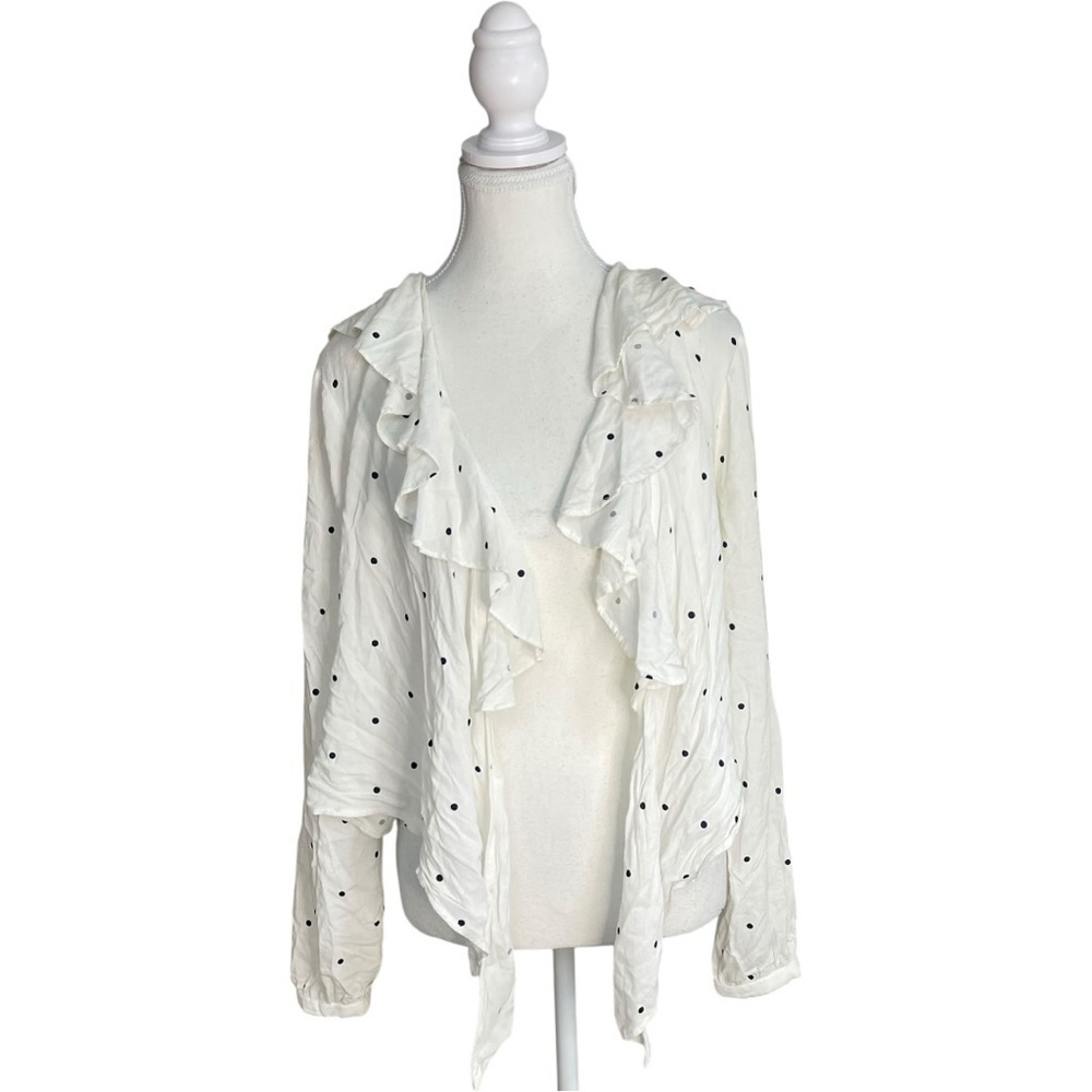 Amuse Society Polka Dot Ruffles Blouse White Black